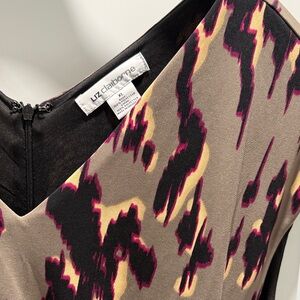 Liz Claiborne Animal Print Midi Dress - Black and Brown